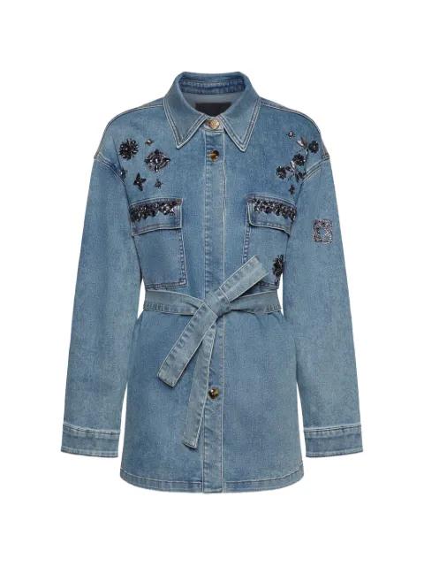 apliqués embellished denim jacket by ELENA MIRO