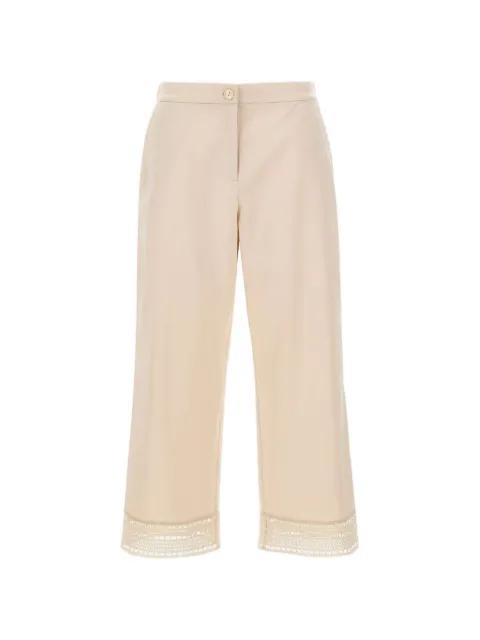 embroidered-hem straight-leg trousers by ELENA MIRO