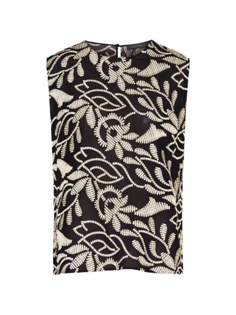 leaf-embroidered sleeveless top by ELENA MIRO