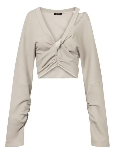 leather-trimmed zip-front top by ELENA VELEZ