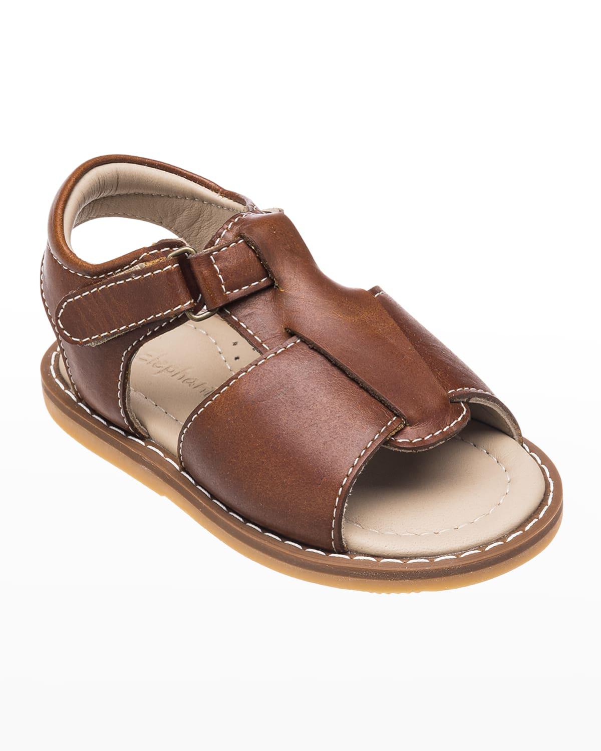 Boy's Grip-Strap Leather Sandals, Baby by ELEPHANTITO