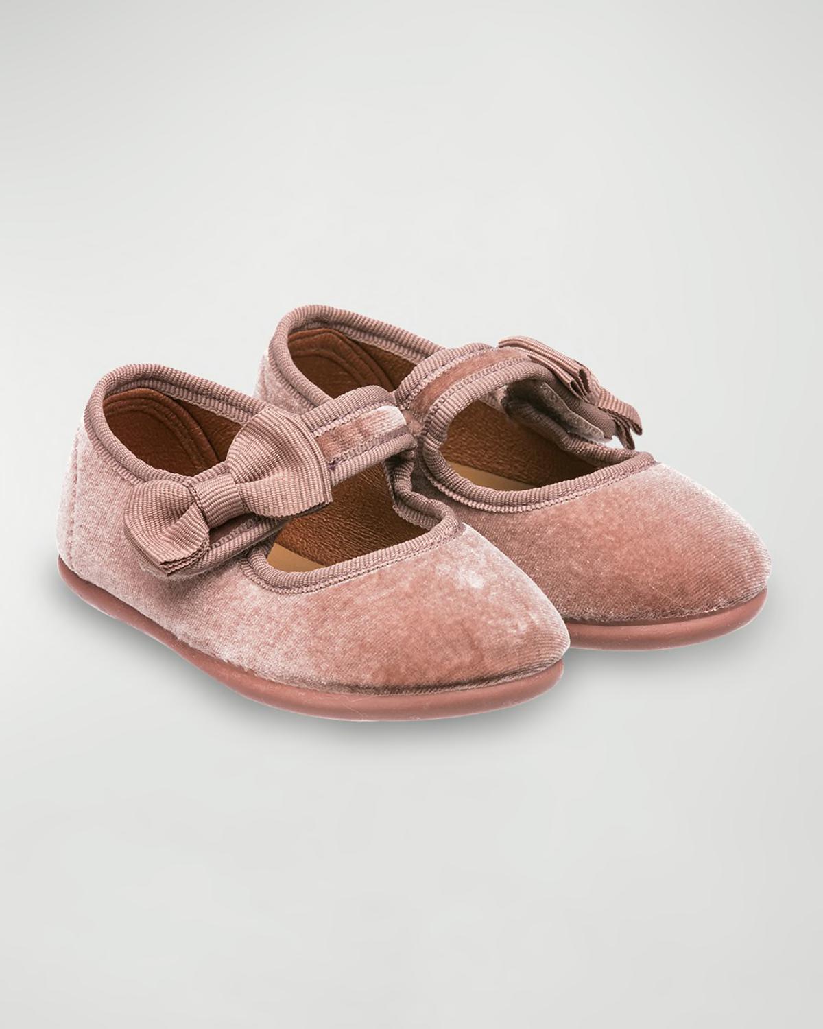 Girl's Velvet Bow Mary Janes, Baby/Toddler/Kids by ELEPHANTITO
