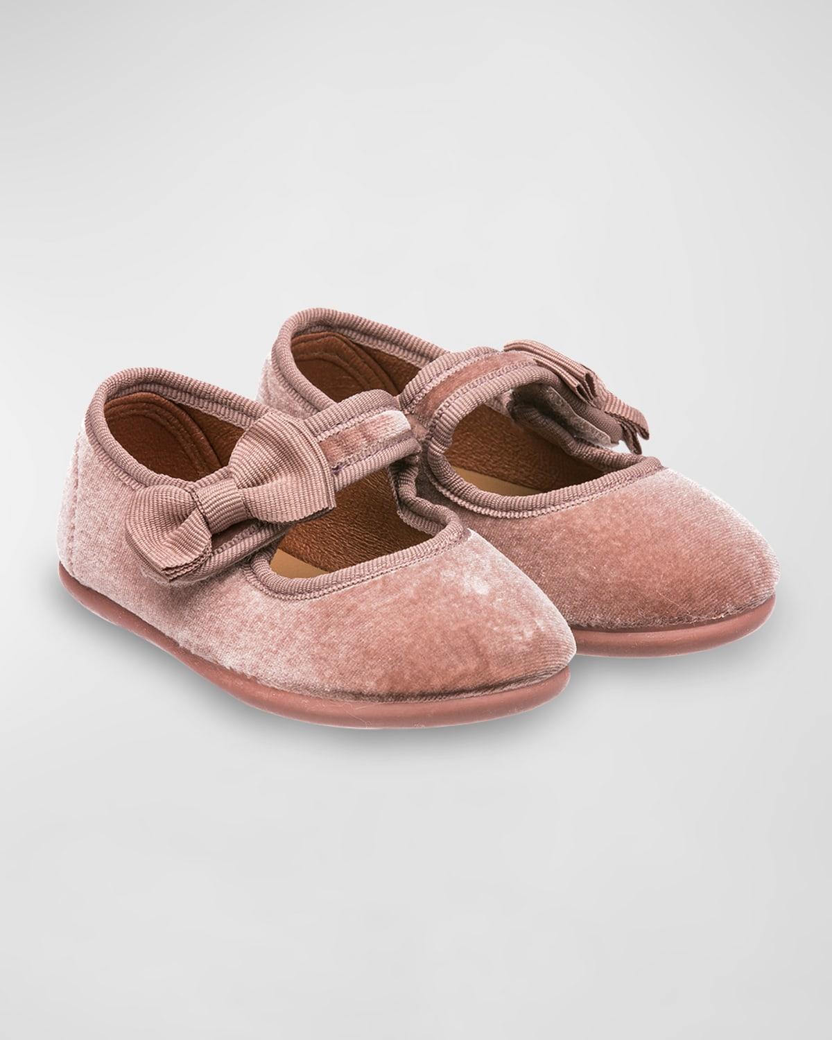 Girl's Velvet Bow Mary Janes, Baby/Toddler/Kids by ELEPHANTITO