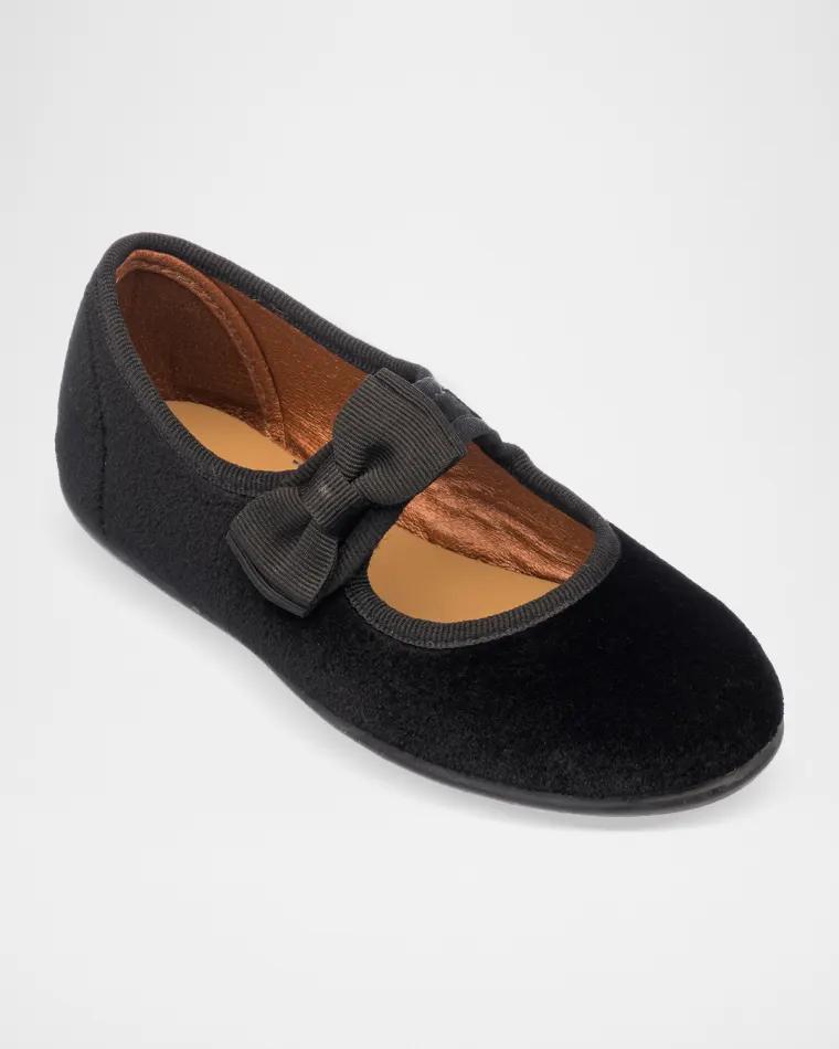 Little Kid's & Kid's Bow-Detail Velvet Mary Janes by ELEPHANTITO