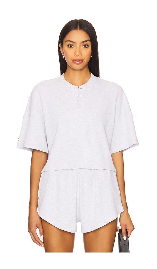 Eleven Eleven Waffle Top in Grey by ELEVEN ELEVEN