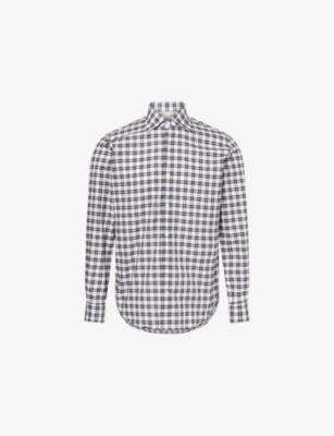 Check-Pattern Regular-Fit Cotton Shirt by ELEVENTY