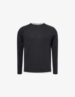 Contrast-Trims Crewneck Wool Jumper by ELEVENTY