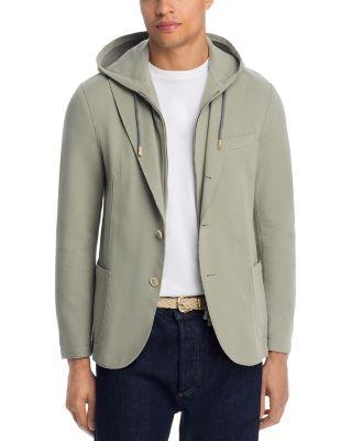 Cotton Pique Jersey Jacket & Removable Hood by ELEVENTY
