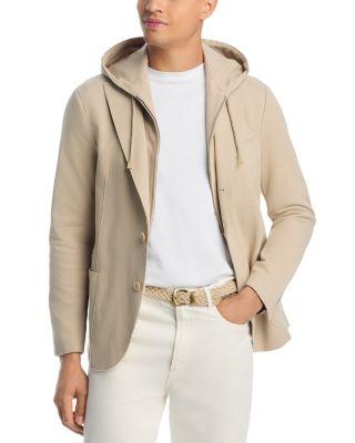 Cotton Pique Jersey Jacket & Removable Hood by ELEVENTY