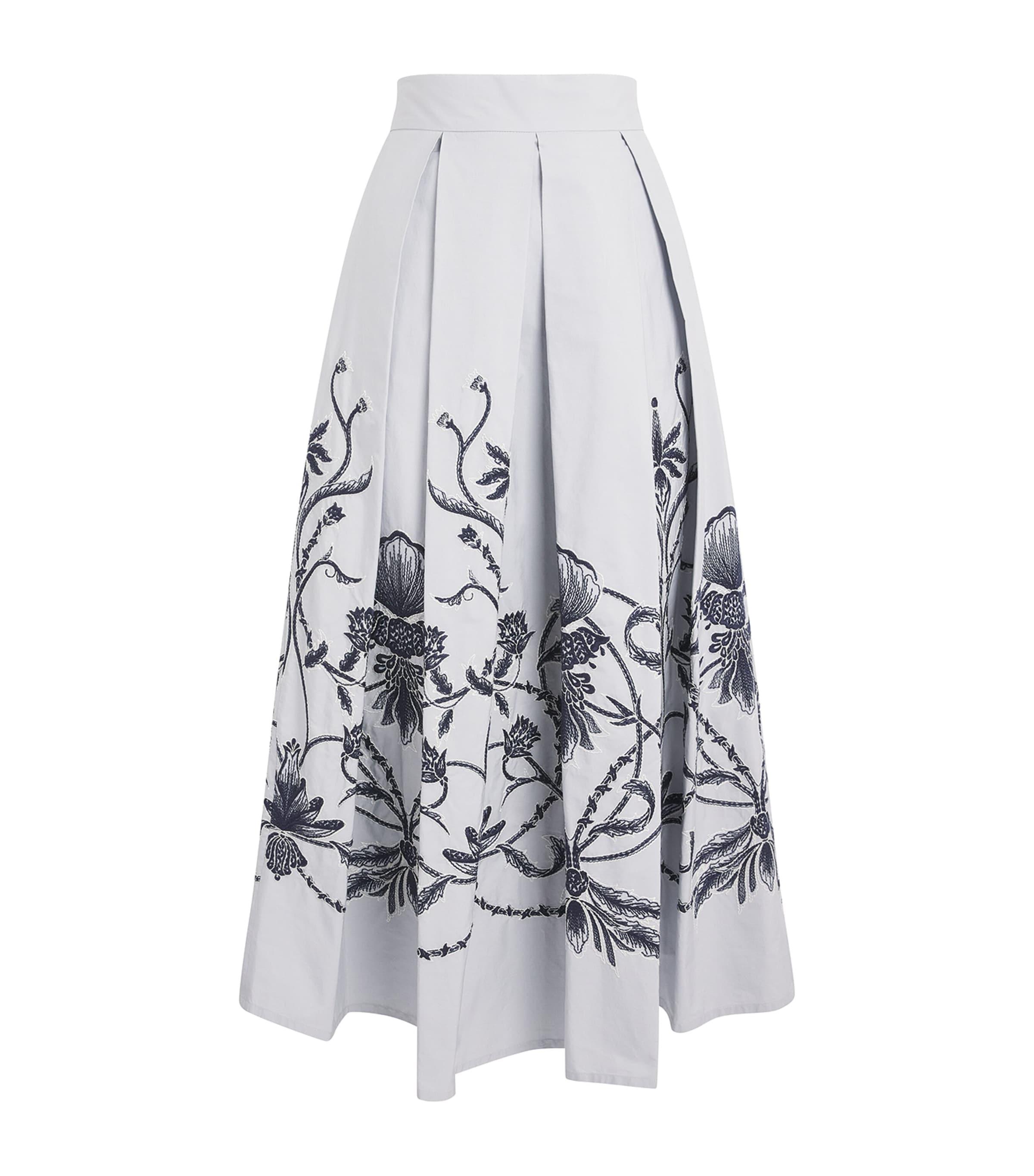 Eleventy Cotton Embroidered Maxi Skirt by ELEVENTY