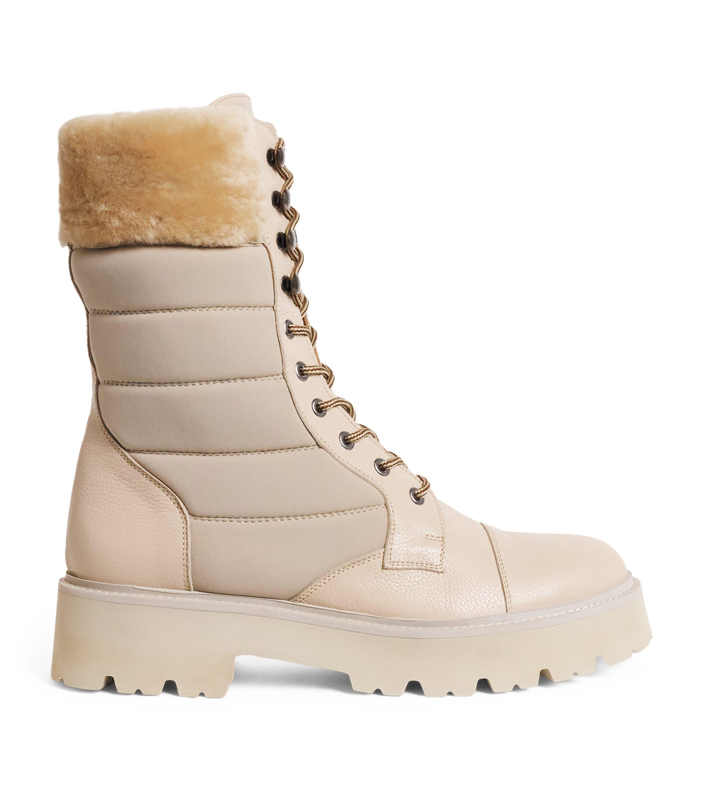 Eleventy Leather Shearling-Trim Ankle Boots by ELEVENTY
