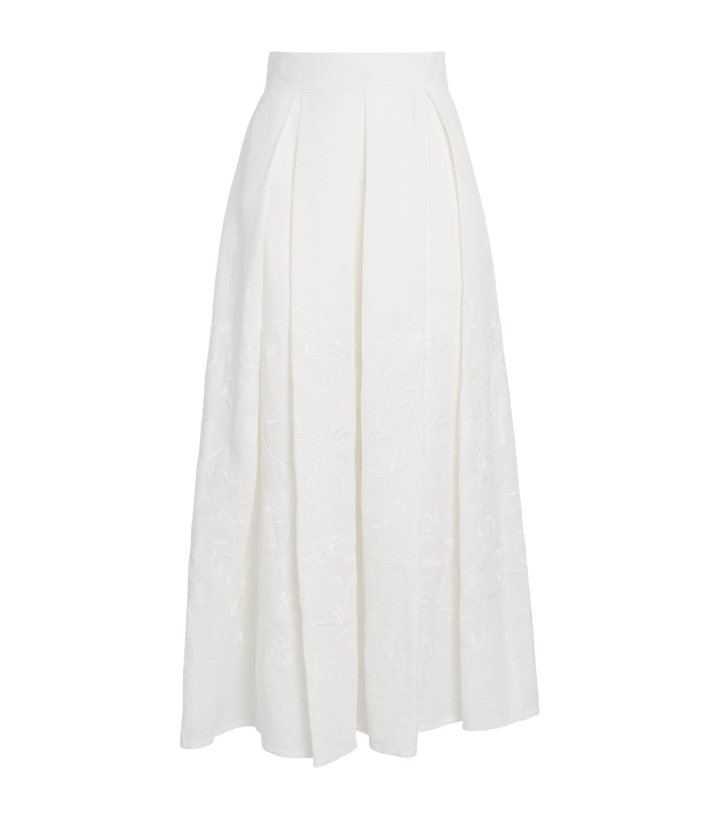 Eleventy Linen Embroidered Maxi Skirt by ELEVENTY