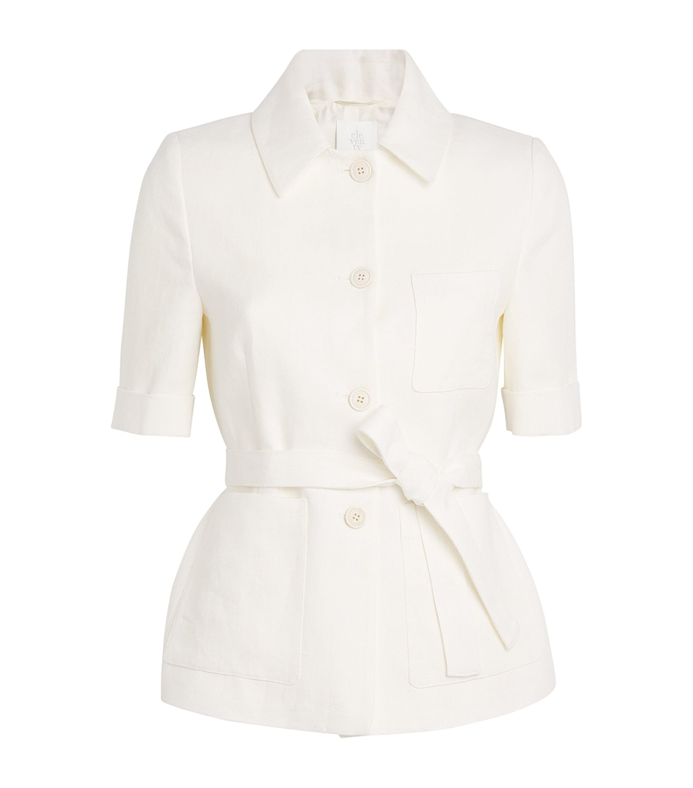 Eleventy Linen Single-Breasted Shirt Jacket by ELEVENTY