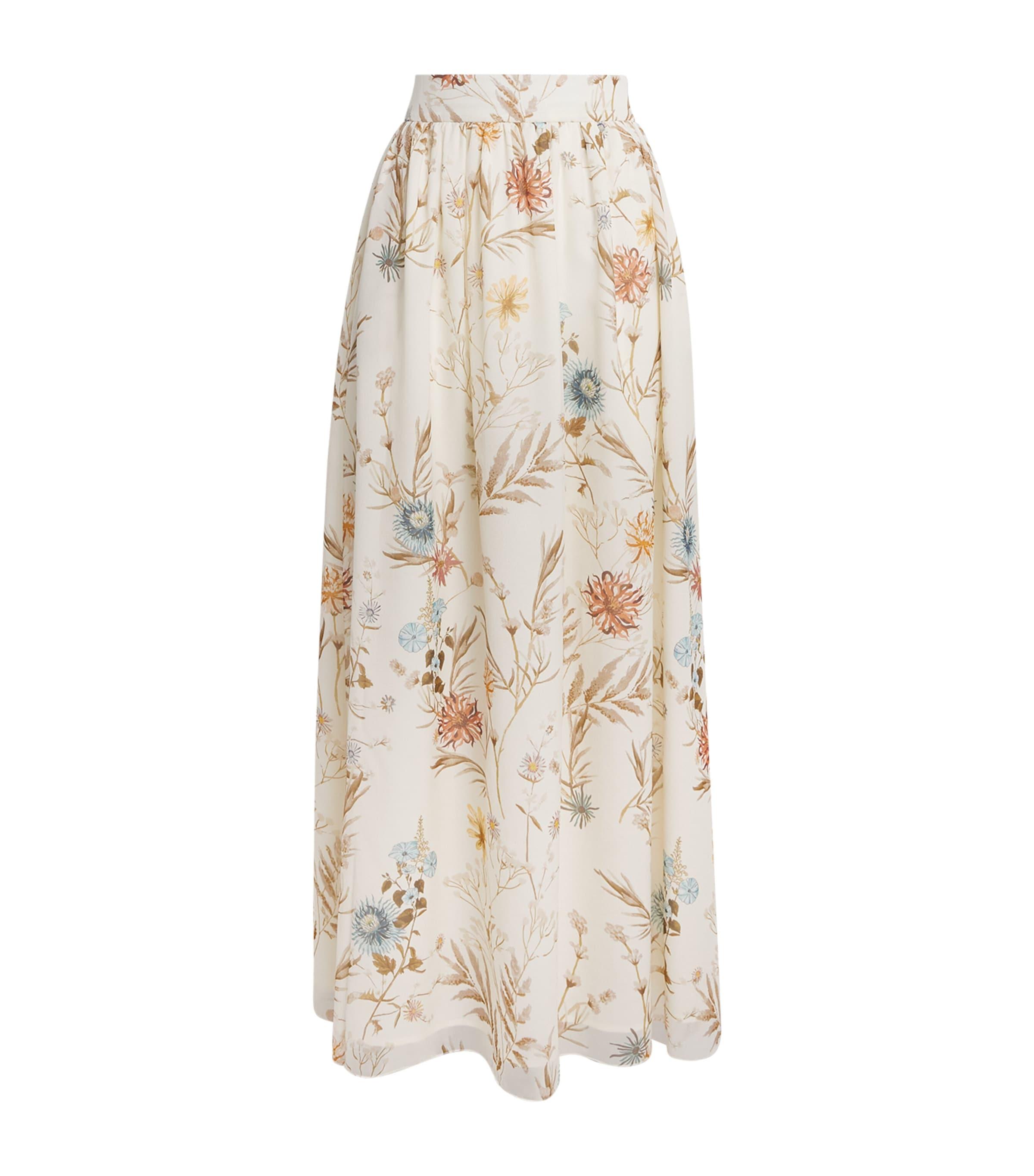 Eleventy Silk Floral Print Maxi Skirt by ELEVENTY