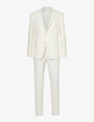 Notch-lapel single-breasted regular-fit linen-blend suit by ELEVENTY