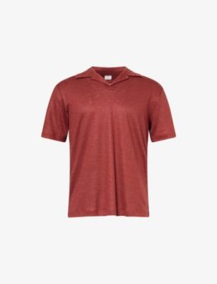 Open-Collar Short-Sleeve Linen Polo Top by ELEVENTY