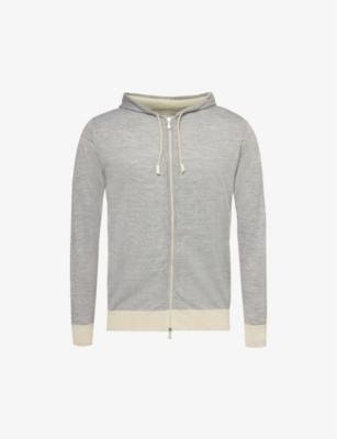 Relaxed-fit contrast-trim wool and silk-blend knit hoody by ELEVENTY