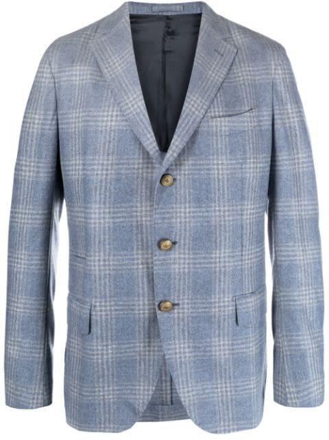 check-pattern single-breasted blazer by ELEVENTY