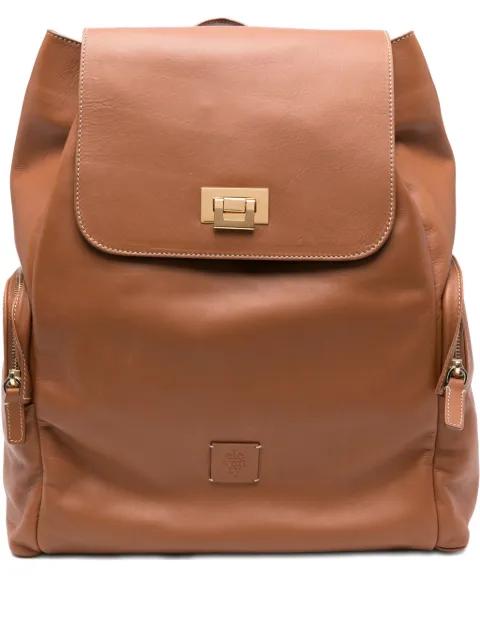flap-fastening leather backpack by ELEVENTY