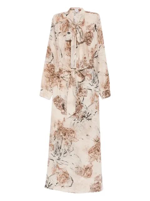 floral-print tie-neck dress by ELEVENTY