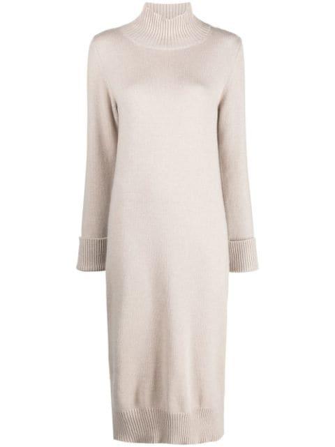 funnel-neck knitted midi dress by ELEVENTY