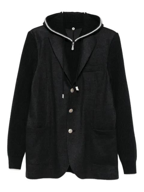 hoodied knit-sleeve jacket by ELEVENTY
