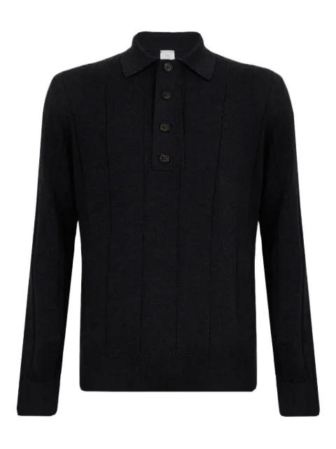 long-sleeve ribbed polo shirt by ELEVENTY