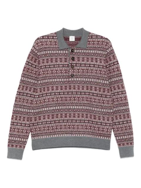 long-sleeved intarsia-knit polo shirt by ELEVENTY