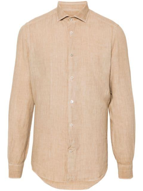 mélange poplin linen shirt by ELEVENTY