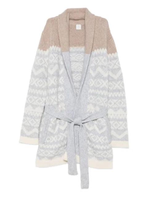 patterned-jacquard belted cardigan by ELEVENTY