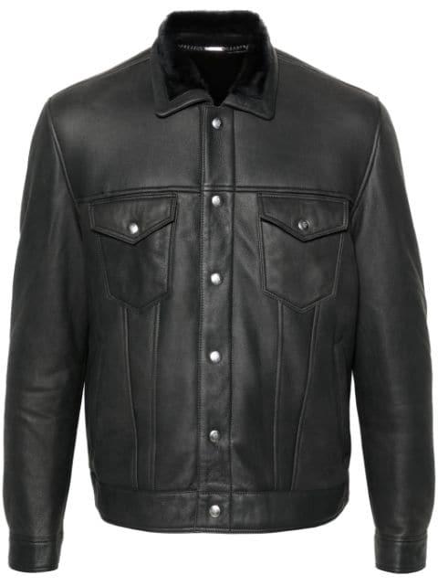 seam-detail leather jacket by ELEVENTY