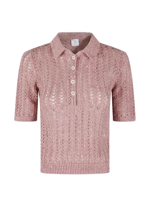 sequin-embellished open-knit polo shirt by ELEVENTY