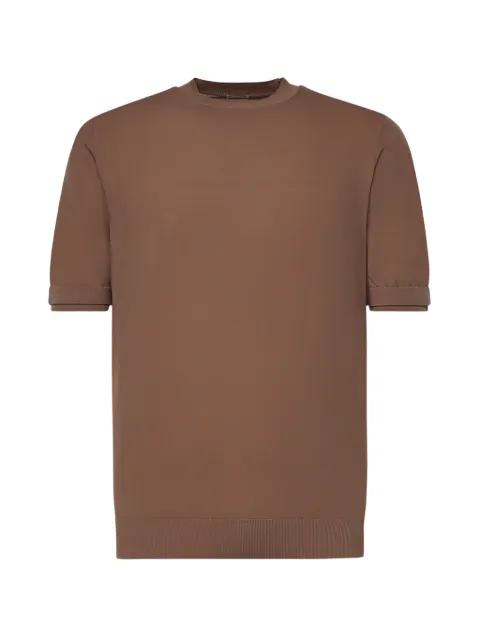 short-sleeve ribbed-trim top by ELEVENTY