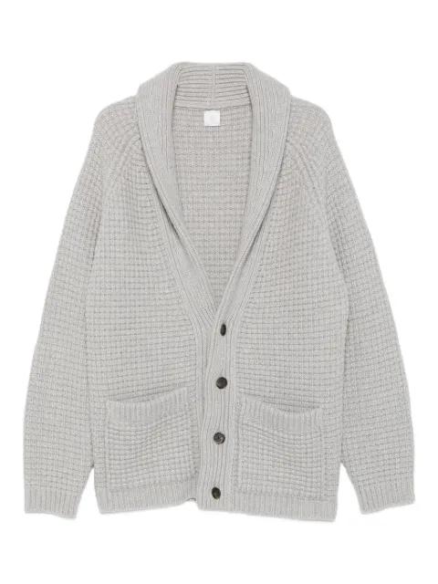 waffle-knit shawl-collar cardigan by ELEVENTY waffle-knit shawl-collar cardigan by ELEVENTY