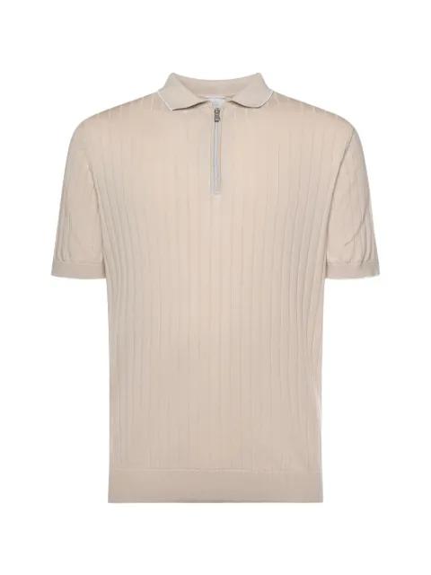 zip-neck ribbed polo shirt by ELEVENTY