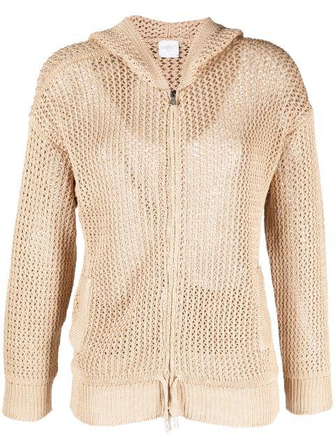 zip-up knit hoodied cardigan by ELEVENTY