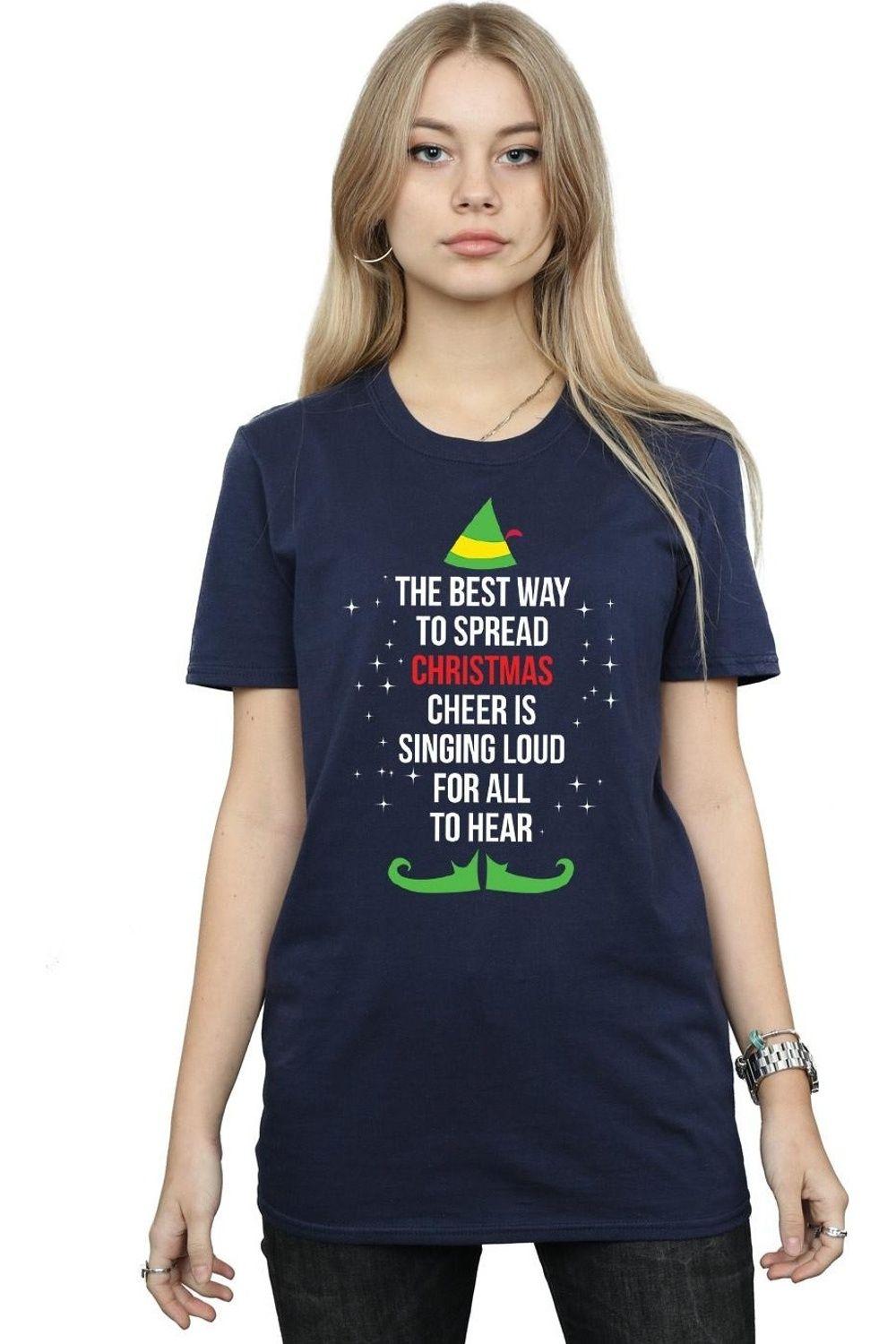 Christmas Cheer Text Cotton Boyfriend T-Shirt by ELF