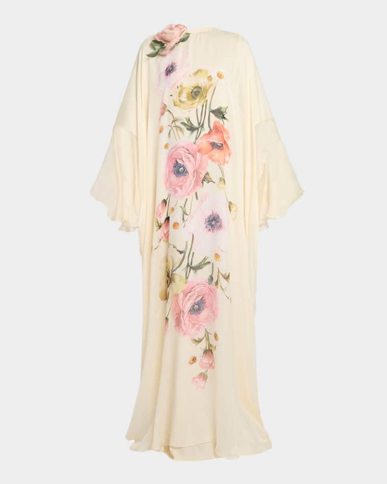 Floral Printed Silk Chiffon Kaftan by ELIE SAAB