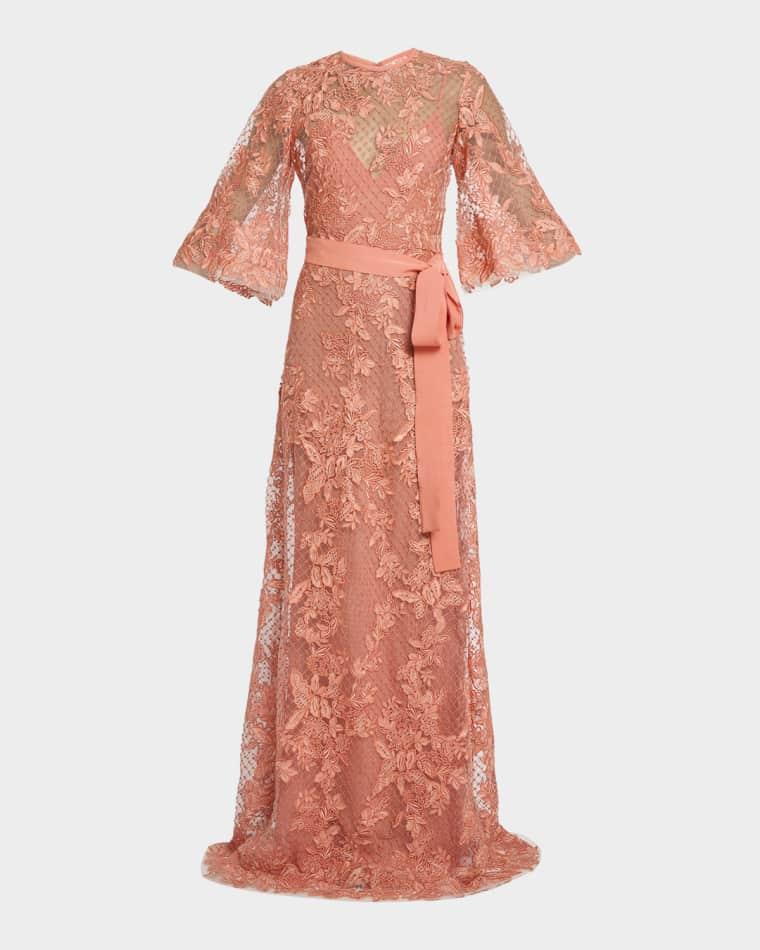 Lace Embroidered Tulle Maxi Dress by ELIE SAAB