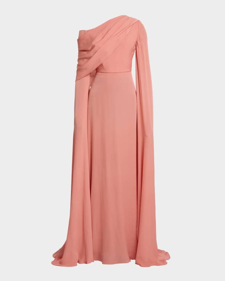 Off-The-Shoulder Split-Sleeve Silk Double Georgette Gown by ELIE SAAB