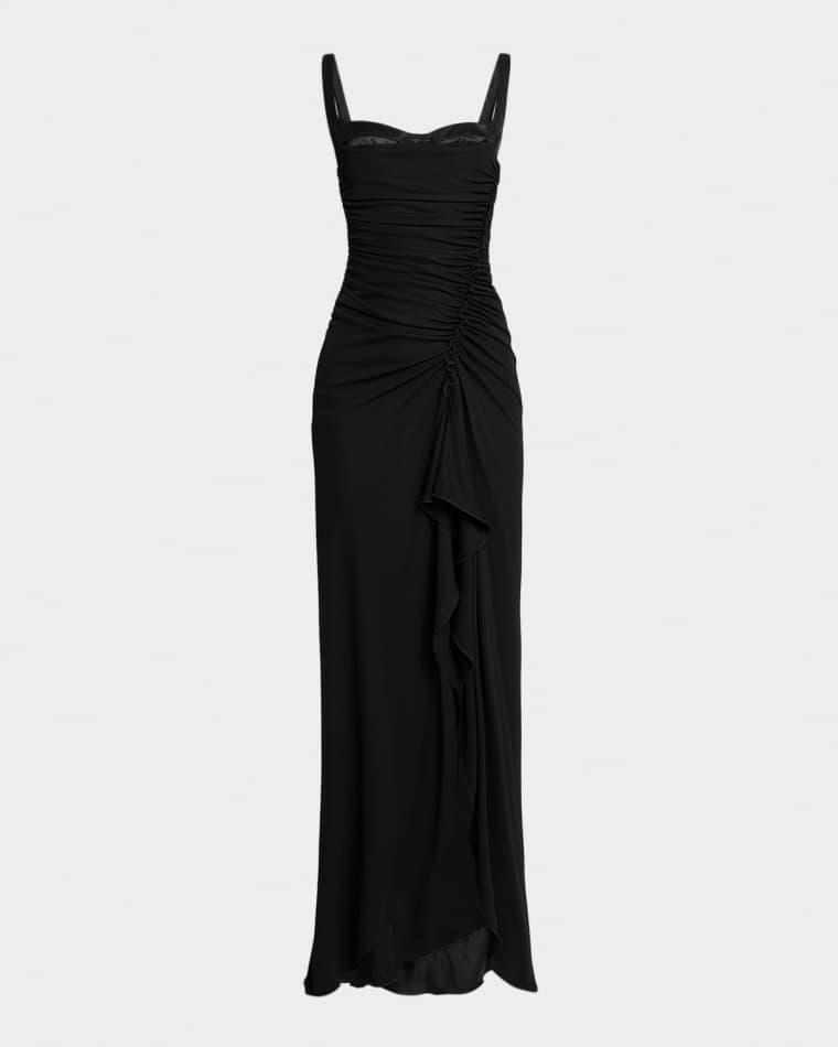 Peekaboo Bustier Ruched Jersey Maxi Dress by ELIE SAAB
