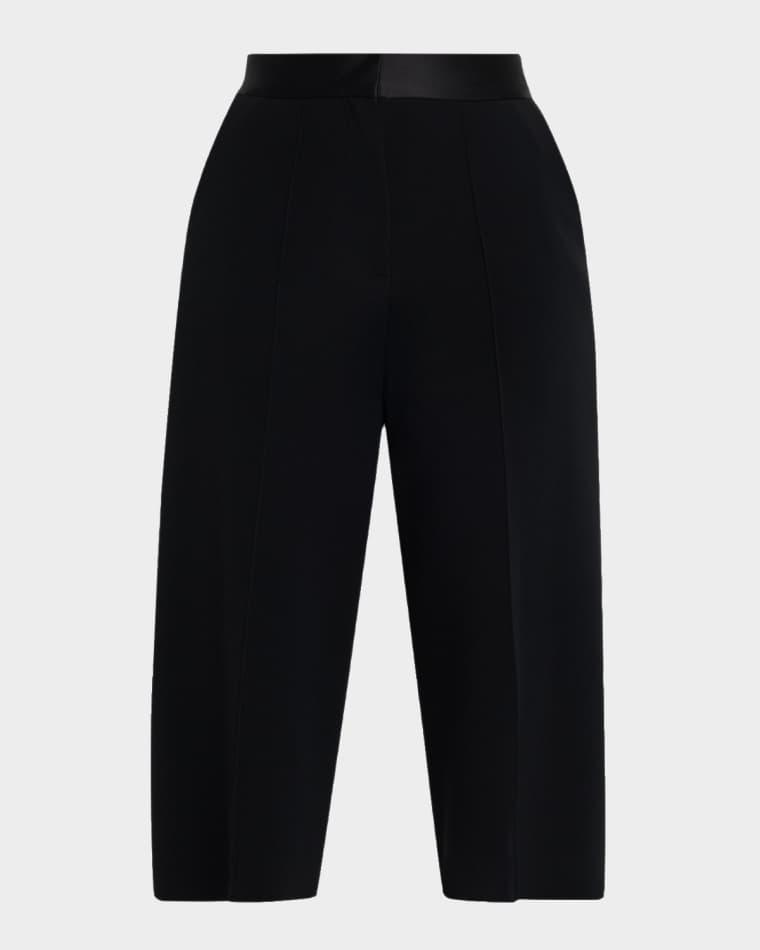Satin Waistband Straight-Leg Cady Crop Pants by ELIE SAAB