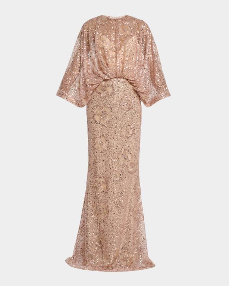 Semi-Sheer Sequin Embroidered Mesh Dress by ELIE SAAB