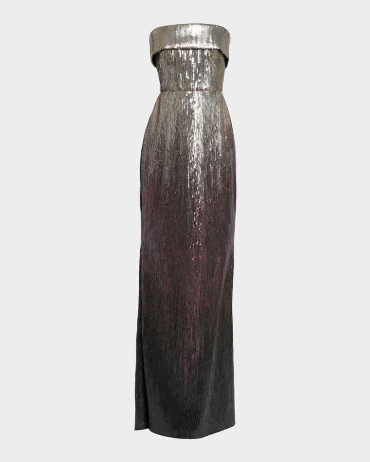 Strapless Gradient Sequined Trumpet Gown by ELIE SAAB
