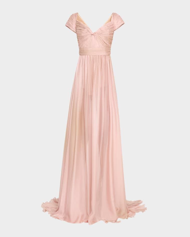 Twisted Pleated Chiffon Gown by ELIE SAAB