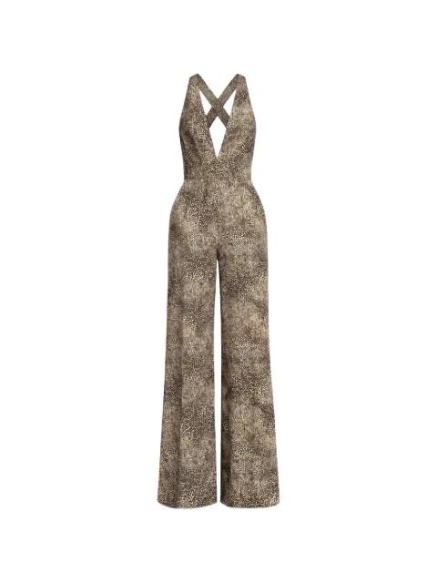 animal-print cross-back jumpsuit by ELIE SAAB