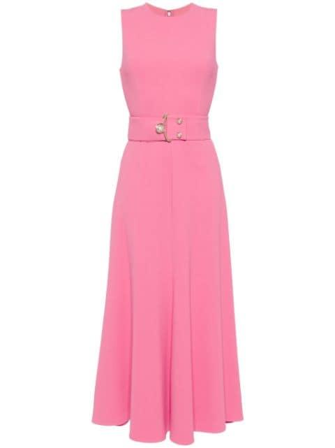 belted silk cady midi dress by ELIE SAAB