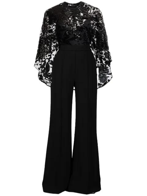 cape-detail embroidered jumpsuit by ELIE SAAB