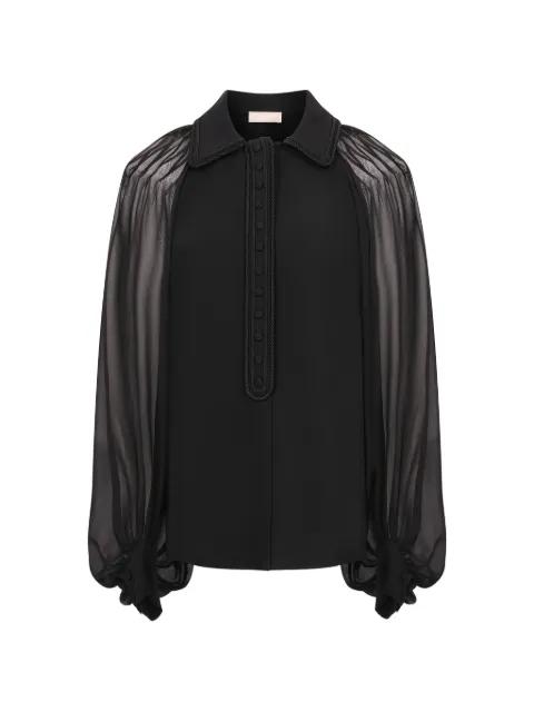 cord embellished silk shirt by ELIE SAAB