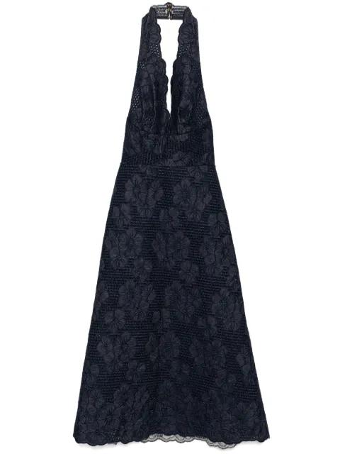 embroidered denim dress by ELIE SAAB